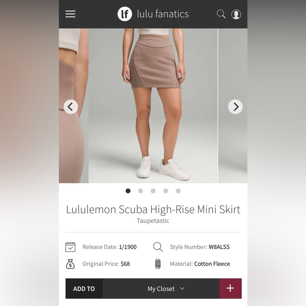 Lululemon Scuba High Rise Mini Skirt